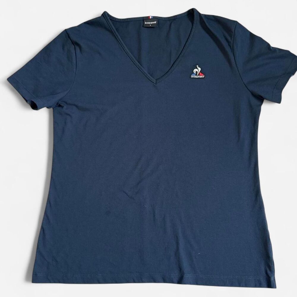 Le-coq-sportif Women's Navy and Blue T-shirt